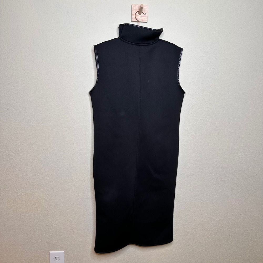 Metamorphoza Black Neoprene Asymmetrical Wrap Vest Funnel Neck Longline Jacket M - Picture 5 of 8